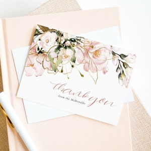 Tarjeta de agradecimiento rubor, agradecimiento imprimible, tarjeta de nota de agradecimiento doblada boho, tarjeta de agradecimiento boho, 4x6", editar con TEMPLETT, WLP-PGO 3494