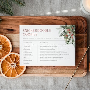 Editable Recipe Card Template, Christmas Recipe Card, Holiday Recipe Card, Multiple Sizes, Edit with TEMPLETT, WLP-RCW 6689