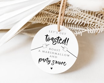 Lets Get Toasted Tag, Smores Wedding Favor Tag, Instant Download, Printable Smore Favor Tag Template, Edit with TEMPLETT, WLP-SMO 4731