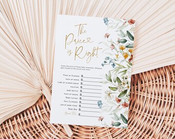 Wildflower Price is Right Game, Baby Shower Game, Printable The Price is Right, Floral Baby Printable Game, TEMPLETT, WLP-DUT 5486