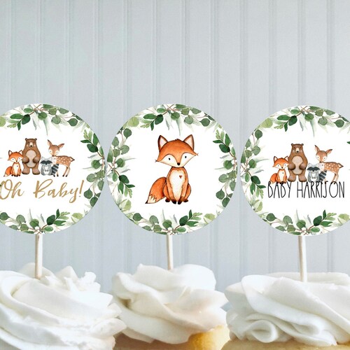 Rsstarxi 40 Pack Woodland Cupcake Toppers - Fox, Deer, Bear Safari Animals For Baby Shower & Birthday Parties - View #4