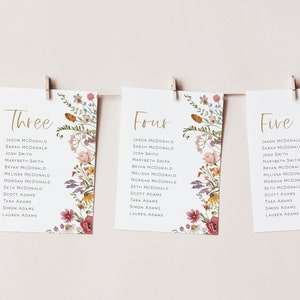 Wildflower Seating Chart Cards, Table Seating Chart, Wedding Seating Cards, Instant Download, 2 Sizes, Edit with TEMPLETT, WLP-WIL 5903
