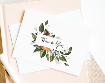 Orange Slice and Leaves Pattern Boho Blank Birthday Greeting Card Instant Download Printable