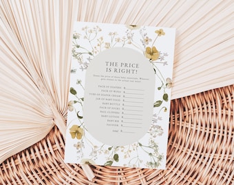 Wildflower Price is Right Game, Baby Shower Game, Printable The Price is Right, Floral Baby Printable Game, TEMPLETT, WLP-GWI 5095