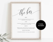 Bar Menu Sign Template, Wedding Bar Sign Printable, Bar Menu Wedding Sign, Printable Bar Sign, Edit with TEMPLETT, WLP-SOU 1202