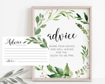 Bridal Advice Sign and Cards, Advice Cards Template, Bridal Advice Sign Printable, Edit with TEMPLETT, 8x10, Advice Cards, WLP-EUC 775