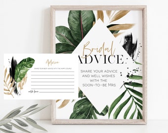 Tropical Bridal Advice Cards, Bridal Advice Sign, Tropical Advice Cards, Edit with TEMPLETT, Advice Cards, WLP-TRO 2535