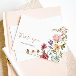 Wildflower Thank You Card Template, Thank You Card Printable, Thank you Card, Floral Thank You, Edit with TEMPLETT, WLP-WIL 4519