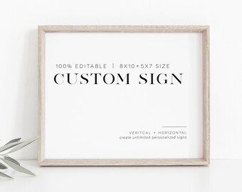 Minimalist Custom Wedding Sign, Modern Wedding Sign, Bridal Shower Sign, Create Unlimited Signs, TEMPLETT, WLP-SLI 29995