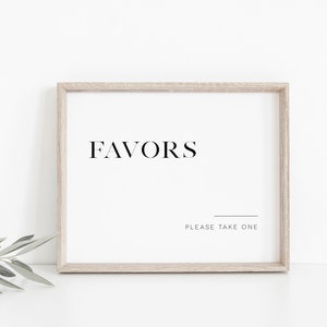 Minimalist Favors Sign, Favors Sign Printable, Wedding Favors Template, Wedding Sign, Edit with TEMPLETT, WLP-SLI 3001