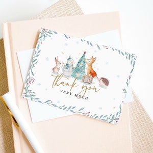 Weihnachts-Dankeschön-Karte, Wald-Dankeschön, gefaltete Dankeskarte, Baby-Dankeschön-Karte, 4 x 6", Schneemann, TEMPLETT, WLP-SCH 3934