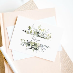 Greenery Herb Dankeskarte, gefaltet, 4" x 6", Dankeskarte, druckbare Dankeskartenvorlage, Sofortiger Download, WLP-HER 1343