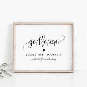 Wedding Bathroom Sign, Printable Ladies Bathroom Sign, Printable Gentlemen Bathroom Sign, Edit with TEMPLETT, WLP-ELE 1540