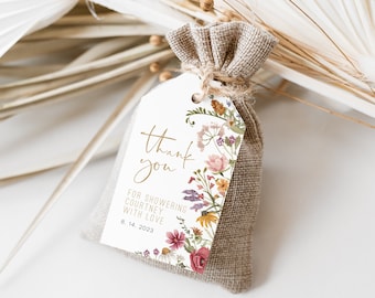 Wildflower Baby Shower Thank You Tag, Printable Favor Tag Template, Floral Favour Tag, Instant download, Edit with TEMPLETT, WLP-WIL 4707