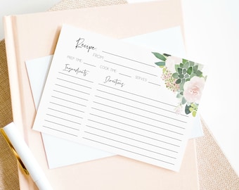 Recipe Card Printable, Recipe Card, Diy Recipe Card, Recipe Card Template, Bridal Shower Recipe Card, Edit with TEMPLETT, WLP-SUC 661