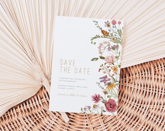 Wildflower Save the Date, Floral Wedding Save-the-date Invitation, Wildflower Wedding, Instant Download, Edit w TEMPLETT, WLP-WIL 4765