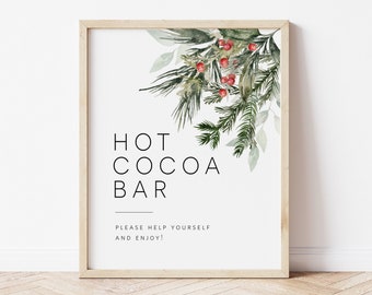 Hot Cocoa Bar Sign, Printable Hot Chocolate Bar Sign, Christmas Baby shower, Holiday Baby Shower, Dessert Bar Sign, TEMPLETT, WLP-CMI 5809