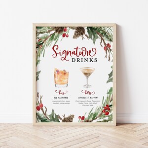Signo de bebidas exclusivas de Navidad, plantilla de bebidas exclusivas editable, letrero de cócteles navideños, descarga instantánea, TEMPLETT, WLP-RCW 5151