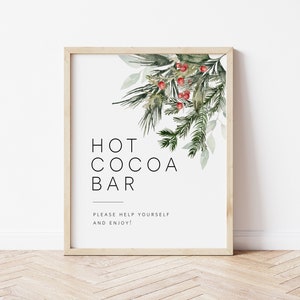 Hot Cocoa Bar Sign, Printable Hot Chocolate Bar Sign, Christmas Baby shower, Holiday Baby Shower, Dessert Bar Sign, TEMPLETT, WLP-CMI 5809