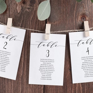 Calligraphy Seating Chart Template, Table Seating Chart Printable, Wedding Seating Cards,Edit with TEMPLETT, WLP-SCR 1189