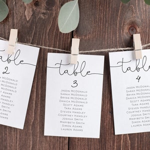Script Seating Chart Cards,  Seating Chart Wedding, Printable Seating Plan, Seating Template, Minimalist, TEMPLETT, 2 Sizes, WLP-ODA 4080