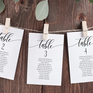 Seating Chart Cards, Table Seating Chart, Wedding Seating Cards, Script Seating Cards, 2 Sizes, Vertical & Horizontal, TEMPLETT, WLP-SOU 914