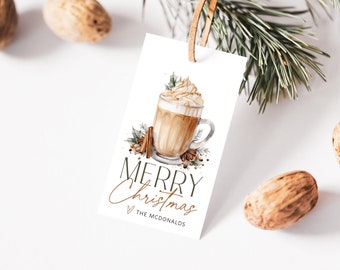 Christmas Mug Gift Tag, Hot Cocoa Tag, Holiday Gift Tag Template, Edit with TEMPLETT, Personalized Christmas Tags, WLP-CHT 6805