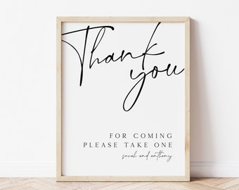 Script Thank You Favors Sign, Thank you Favors Sign, Printable Calligraphy Thank You Sign, Shower Sign, Edit with TEMPLETT, WLP-SAL 4748