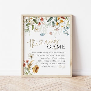 Wildflower The Ring Game, Bridal Shower Game Sign, Bridal Shower Sign, Bridal Ring Game, Ring Game Sign, Edit with TEMPLETT, WLP-DUT 5043
