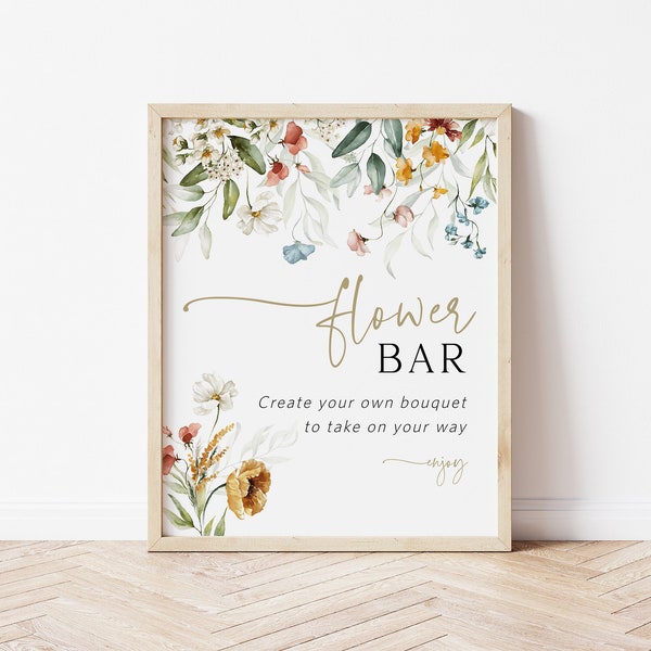 Wildflower Flower Bar Sign, Bouquet Bar Sign, Make a Bouquet Sign, Flower Bar Sign, Shower Sign Printable, TEMPLETT, WLP-DUT 5042