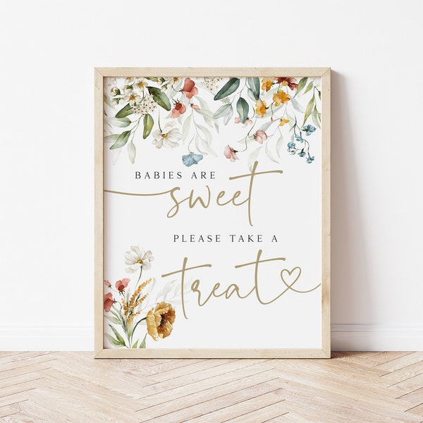 Wildflower Babies are Sweet Please take a Treat Sign, Love is Sweet Table Sign, Baby Shower Sign, 8x10, Favors Sign, TEMPLETT, WLP-DUT 5037