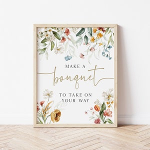 Wildflower Bouquet Making Sign, Bouquet Bar Sign, Make a Bouquet Sign, Flower Bar Sign, Shower Sign Printable, TEMPLETT, WLP-DUT 5040