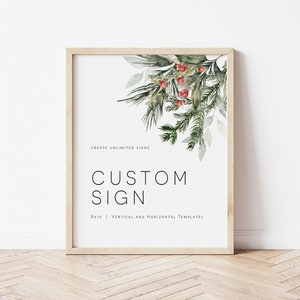 Custom Sign, (Portrait and Landscape), Christmas Editable Sign Template, Printable Shower Sign, Edit with TEMPLETT, WLP-CMI 5131