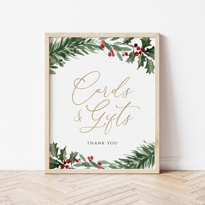 Letrero de tarjetas y regalos, letrero de tarjetas de Navidad, letrero de mesa de regalos, letrero de libros y tarjetas, tarjetas y regalos navideños, TEMPLETT, WLP-RHO 5218