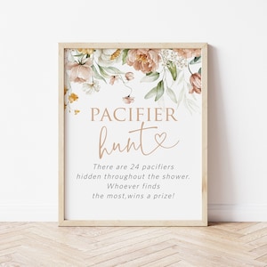Wildflower Pacifier Hunt Game, Baby Shower Sign, Minimalist  Pacifier Hunt Sign, Find the Pacifiers Game, Floral, TEMPLETT, WLP-DUS 4789