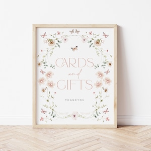 Placa de cartões e presentes, placa de cartões de borboletas, placa de mesa de presentes, placa de livros e cartões, cartões florais e presentes, TEMPLETT, WLP-BUT 5817