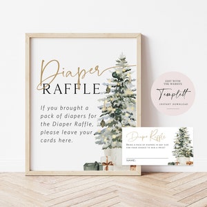 Weihnachten Baby Shower Windel Raffle Zeichen und Raffle Tickets, Windel Raffle Set, Mädchen, Urlaub Baby Shower Set, TTEMPLETT, WLP-GTR 6042