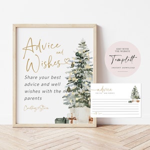 Chirstmas Baby Advice Cards, Baby Advice Sign, Advice Cards Template, Holiday Advice Cards, Edit with TEMPLETT, Advice Cards, WLP-GTR 6052