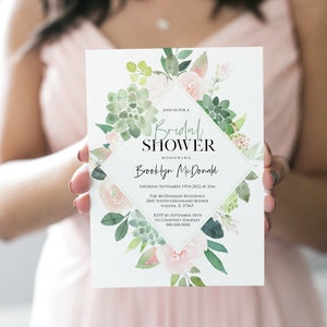 Bridal Shower Invitation Template, Invitation Printable, Bridal Shower Invitation, Instant Download, Edit with TEMPLETT, WLP-SUC 617