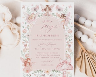 Fairy Baby Shower Invitation, A Little Fairy is almost Here, Editable Invitation, Fairies Baby Shower Invite, Edit TEMPLETT, WLP-FAR 8297