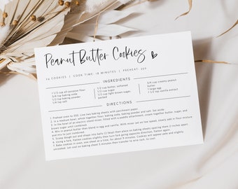 Editable Recipe Card Template, Minimalist Recipe Card, Diy Recipe Card, Multiple Sizes, Edit with TEMPLETT, WLP-SIL 6683