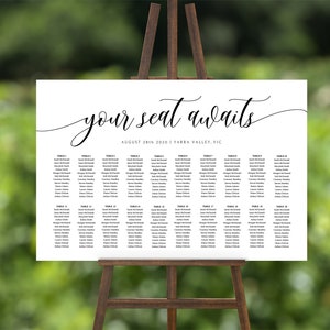 Calligraphy Wedding Seating Chart, Table Seating Chart, Wedding Poster, Seating Chart, Edit with TEMPLETT, WLP-SOU 2032