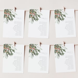 Christmas Seating Chart Cards, Holiday Seating Chart Wedding, Printable Seating Plan, Templett Seating Cards, 2 Sizes, WLP-CMI 4884