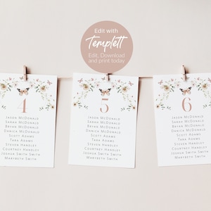 Seating Chart Cards, Table Seating, Butterfly Seating Cards, Floral Seating Cards, 2 Sizes, Minimalist Seating Cards, TEMPLETT, WLP-BUT 7063