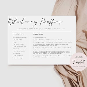 Editable Recipe Card Template, Minimalist Recipe Card, Diy Recipe Card, Multiple Sizes, Edit with TEMPLETT, WLP-SAL 6680
