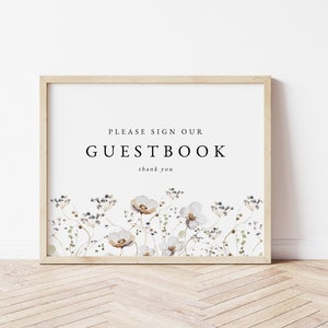 Wildflower Guestbook Sign, Please Sign our Guestbook, Floral Guestbook Sign, 8x10, Wedding Guestbook Sign Template, TEMPLETT, WLP-IKE 4732
