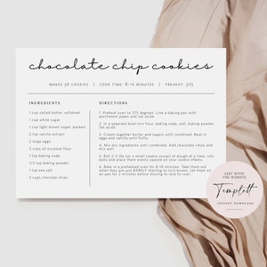 Editable Recipe Card Template, Farmhouse Style Recipe Card, Diy Recipe Card, Multiple Sizes, Edit with TEMPLETT, WLP 6681