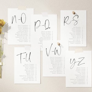 Minimalist Seating Chart Cards,  Alphabet Seating Chart Wedding, Printable Seating Plan, Alphabet Seating Cards, 2 Sizes, WLP-PAL 6702