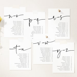 Minimalist Seating Chart Cards,  Alphabet Seating Chart Wedding, Printable Seating Plan, Alphabet Seating Cards, 2 Sizes, WLP-PAL 6703