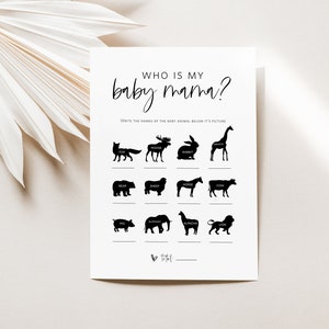 Who's my Mama? Game, Minialist Printable Baby Animals Cards, Guess the Baby Animal Name Game, Edit with TEMPLETT, WLP-SIL 5407